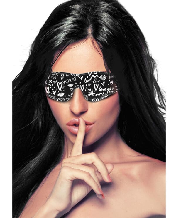 Shots Ouch Love Street Art Fashion Printed Eye Mask - Black - Image 3