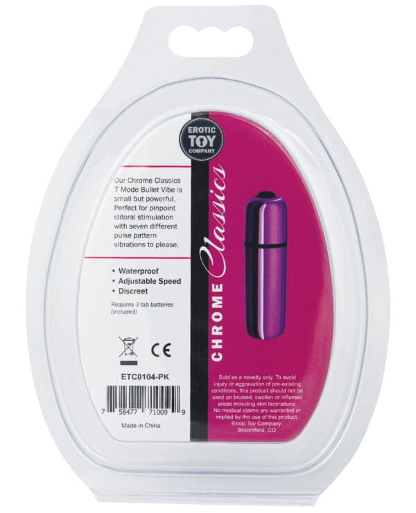Erotic Toy Company Chrome Classics Bullet 7 Speed - Pink - Image 3