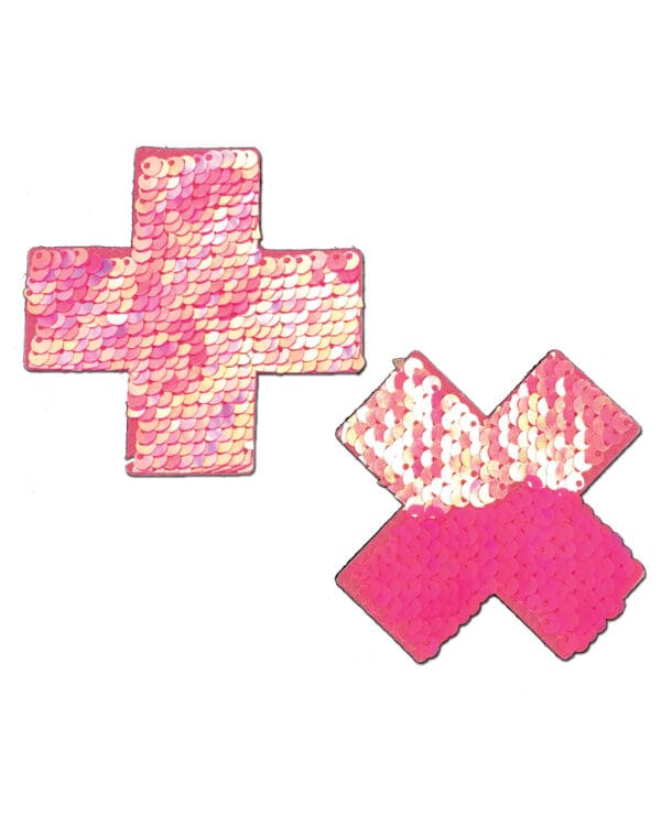 Pastease Premium Color Changing Flip Sequins Cross - Pink O/S - Image 2