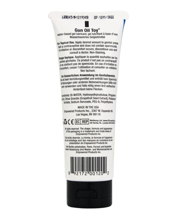 Gun Oil Toy Lube - 3.3oz Tube - Image 2