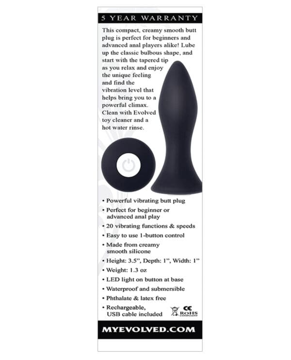 Evolved Mini Butt Plug - Black - Image 2