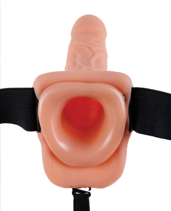 Fetish Fantasy Series 9" Vibrating Hollow Strap On w/Balls - Flesh - Image 4