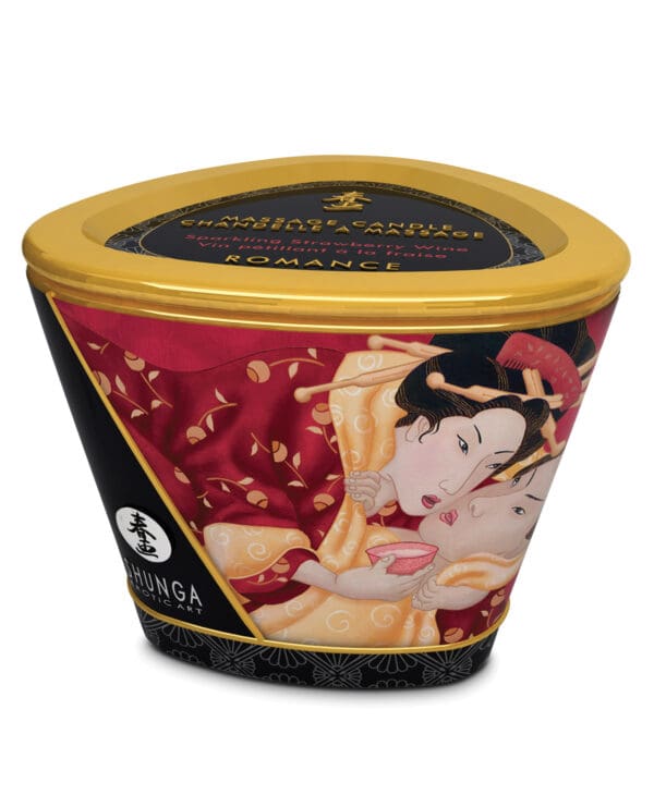 Shunga Massage Candle Romance - 5.7 oz Strawberry Wine - Image 2