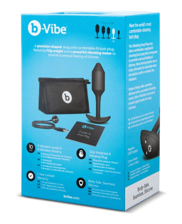 b-Vibe Vibrating Weighted Snug Plug M - 112 g Black - Image 2