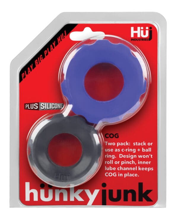 Hunky Junk Cog Ring 2 Size Double Pack - Cobalt & Tar Pack of 2 - Image 4