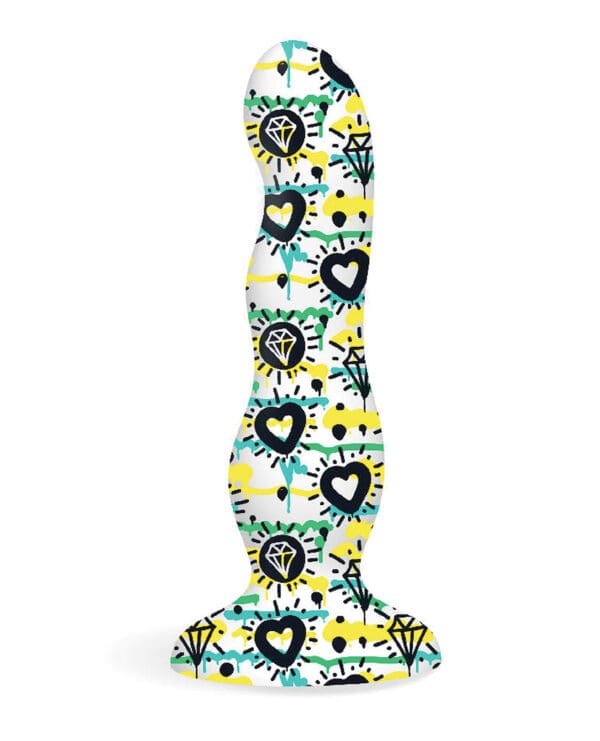 Collage Diamonds & Hearts Curvy Silicone Dildo - Image 2
