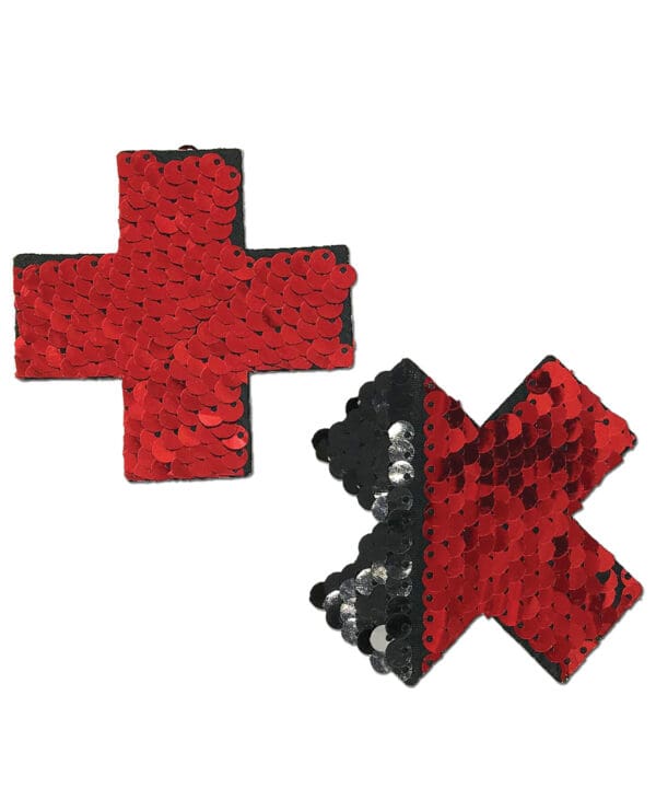 Pastease Premium Color Changing Flip Sequins Cross - Red/Black O/S - Image 2
