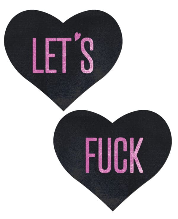 Pastease Premium Let's Fuck Hearts - Black O/S - Image 2