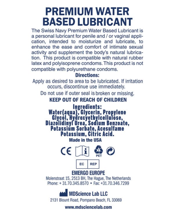 Swiss Navy Water Based Lube - 32 oz - Image 2