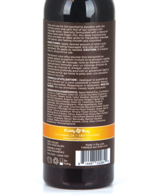 Earthly Body Hemp Seed Massage Lotion - 2 oz Dreamsicle - Image 2