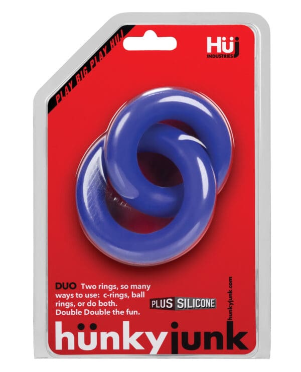 Hunky Junk Duo Linked Cock & Ball Rings - Cobalt - Image 4