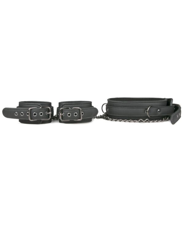 Easy Toys Faux Leather Collar w/Handcuffs - Black - Image 4