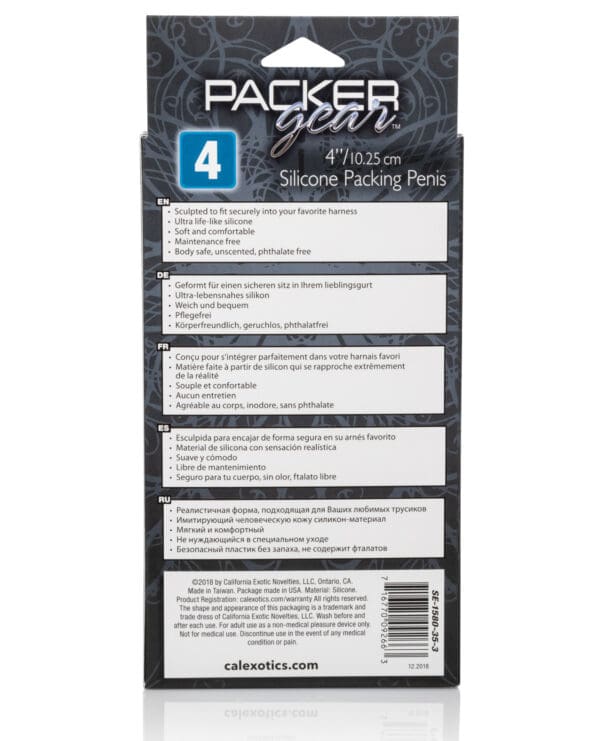 Packer Gear 4" Silicone Packing Penis - Black - Image 2