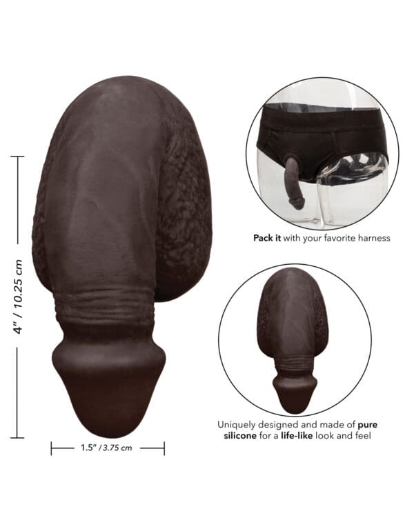 Packer Gear 4" Silicone Packing Penis - Black - Image 5