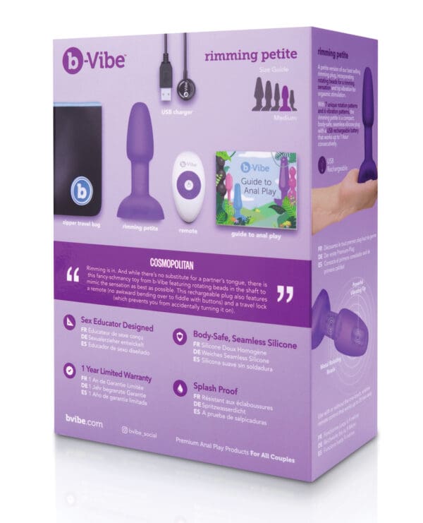b-Vibe Petite Rimming Plug - Purple - Image 2
