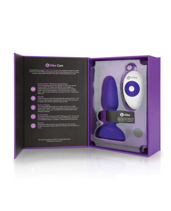 b-Vibe Petite Rimming Plug - Purple - Image 3