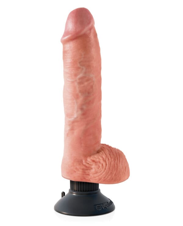 King Cock 10" Vibrating Cock w/Balls - Flesh - Image 2
