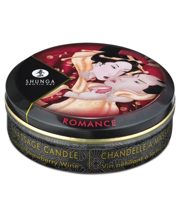 Shunga Romance Mini Candlelight Massage Candle - 1 oz Sparkling Strawberry Wine - Image 2