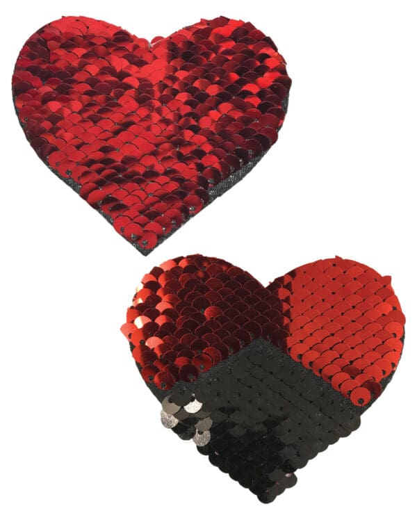 Pastease Premium Color Changing Flip Sequins Hearts - Red/Black O/S - Image 2
