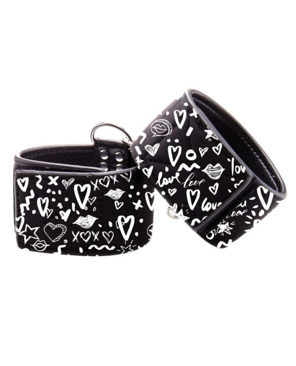 Shots Ouch Love Street Art Fashion Printed Ankle Cuffs - Black - Image 2