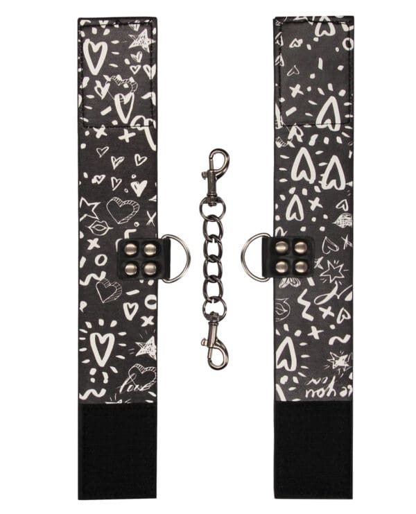 Shots Ouch Love Street Art Fashion Printed Ankle Cuffs - Black - Image 3