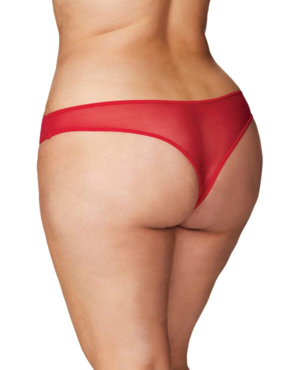 Crotchless Thong w/Pearls Red 1X/2X - Image 2