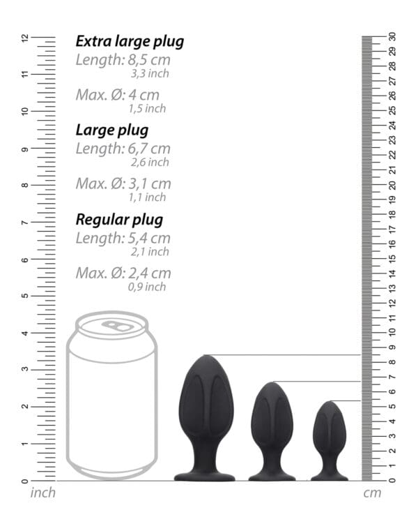 Shots Ouch Diamond Shape Butt Plug Set - Black - Image 5