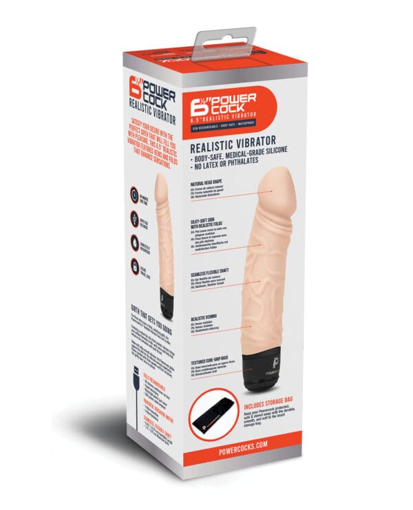 Powercocks 6.5" Realistic Vibrator - Ivory - Image 2