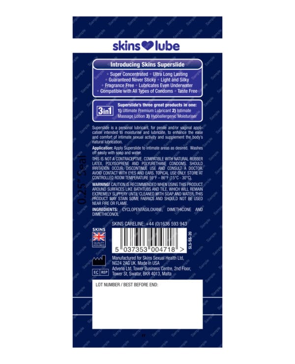 Skins Super Slide Silicone Based Lubricant - 5 ml Foil - Image 2