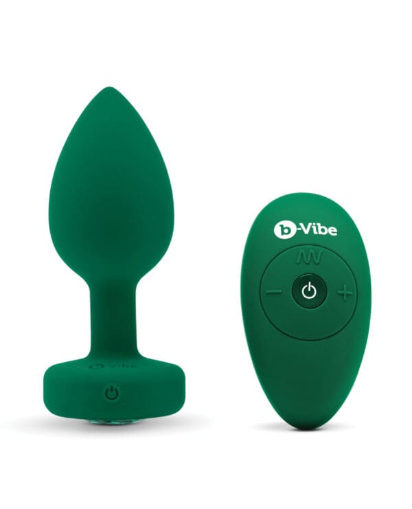 b-Vibe Remote Control Vibrating Jewel Plug (M/L) - Emerald Green - Image 3