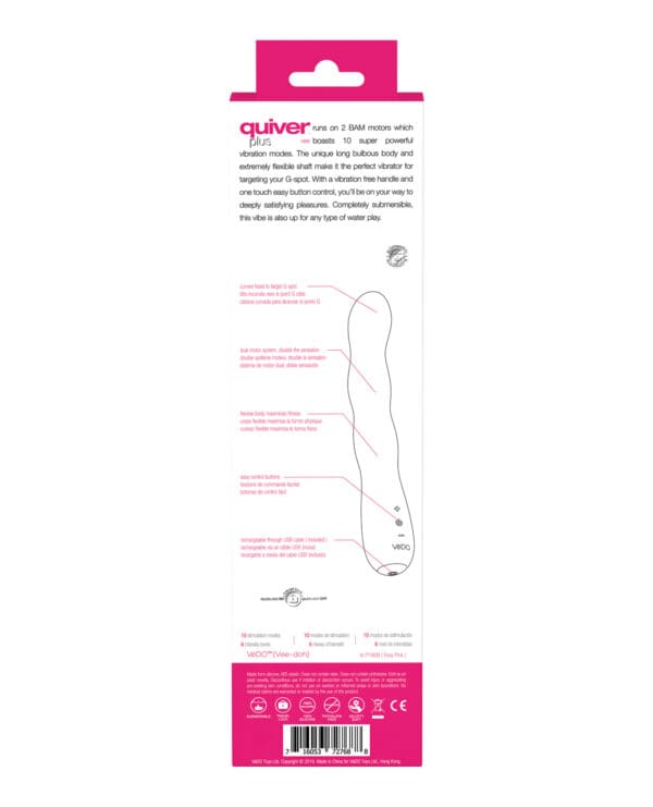 VeDO Quiver Plus Rechargeable Vibe - Foxy Pink - Image 2