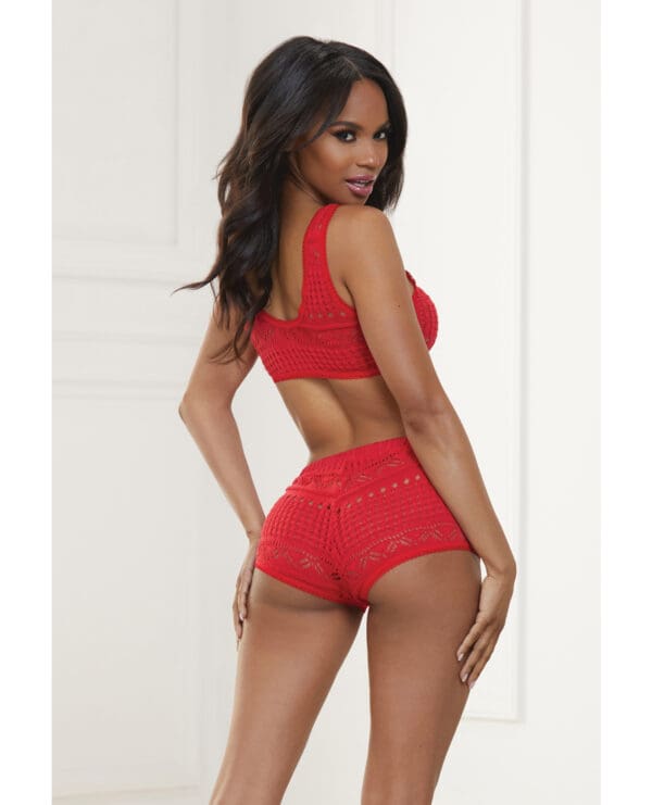 Knit Bralette & Cheeky Shorts Flame Scarlet XL - Image 2