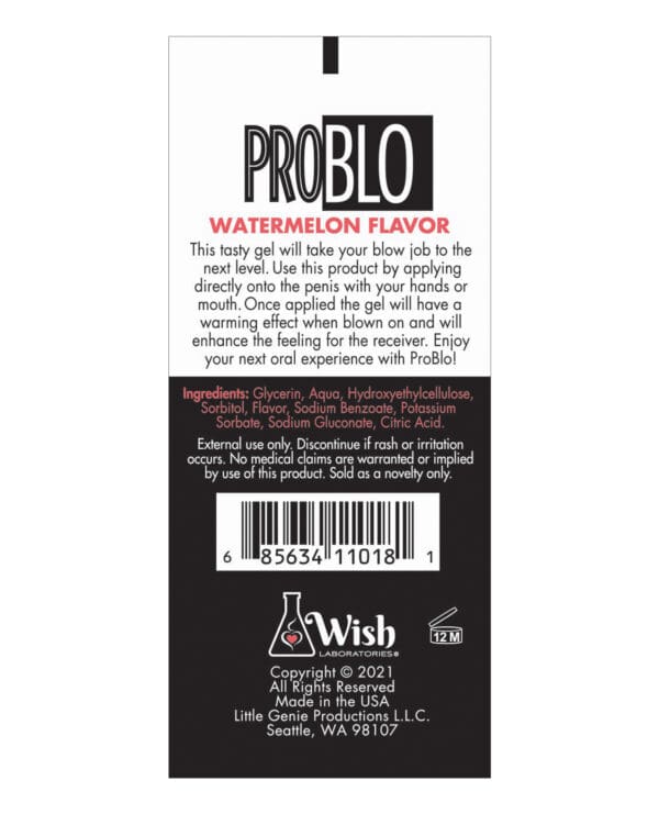 Pro Blo Oral Pleasure Gel - Watermelon - Image 2