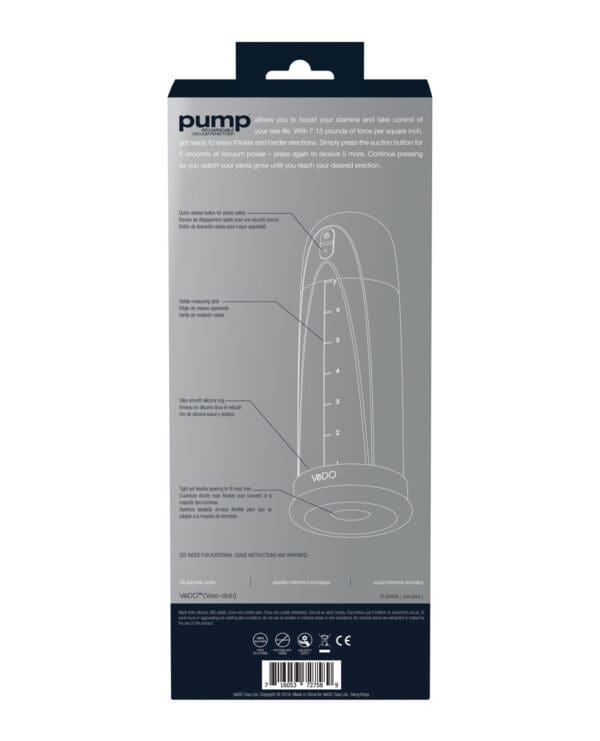 VeDO Pump Rechargeable Vacuum Penis Pump - Just Black - Image 2