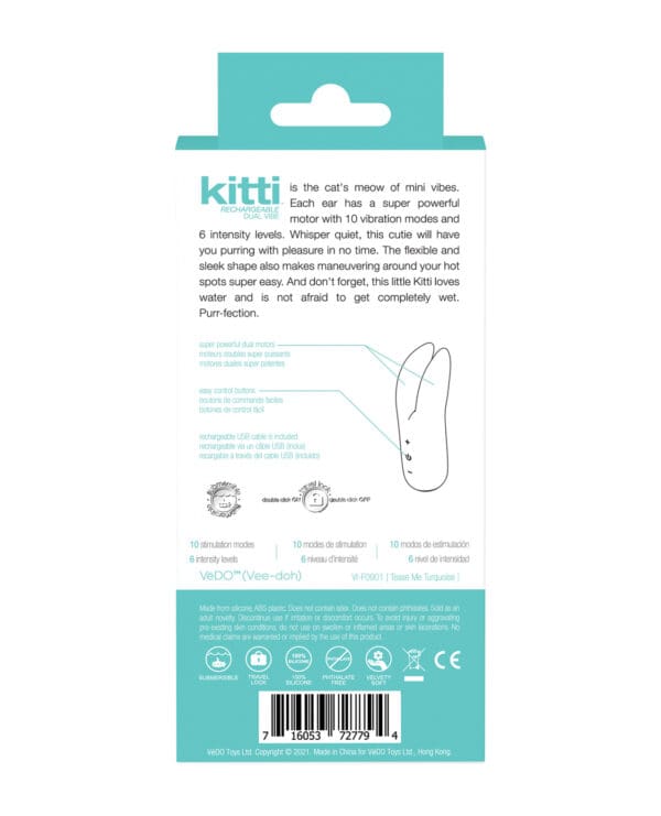 VeDO Kitti Rechargeable Dual Vibe - Tease Me Turquoise - Image 2