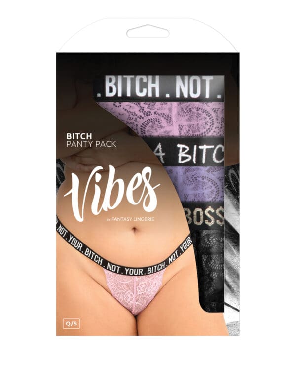 Vibes Bitch 3 Pack Lace Panty Assorted Colors QN - Image 2