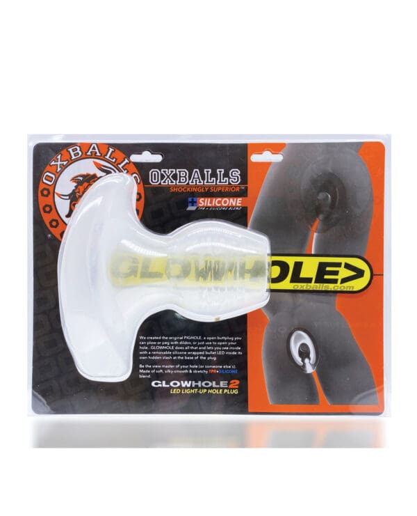 Oxballs Glowhole 2 Hollow Buttplug w/LED Insert Large - Clear - Image 5