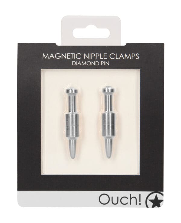 Shots Ouch Pin Magnetic Nipple Clamps - Silver