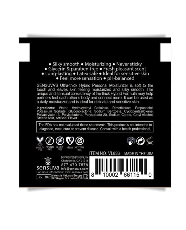 Sensuva Ultra Thick Hybrid Personal Moisturizer Single Use Packet - 6 ml Blueberry Muffin - Image 2