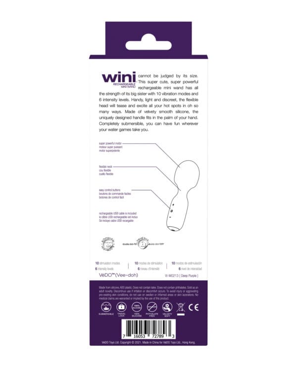 VeDO Wini Rechargeable Mini Wand - Deep Purple - Image 2