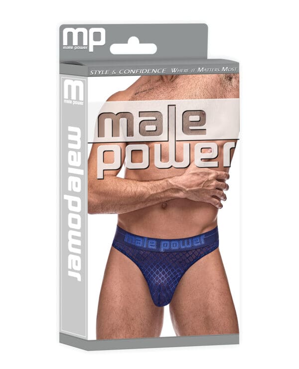 Diamond Mesh Bong Thong Blue S/M - Image 4
