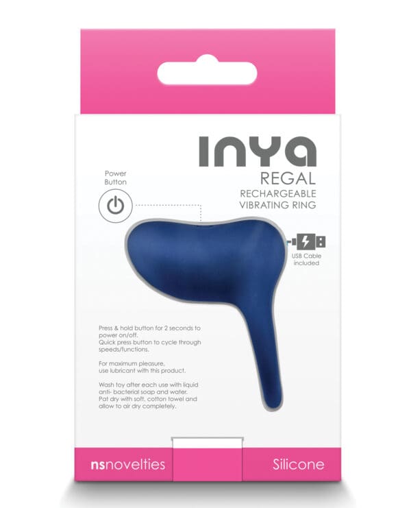 INYA Regal Rechargeable Vibrating Ring - Blue - Image 2