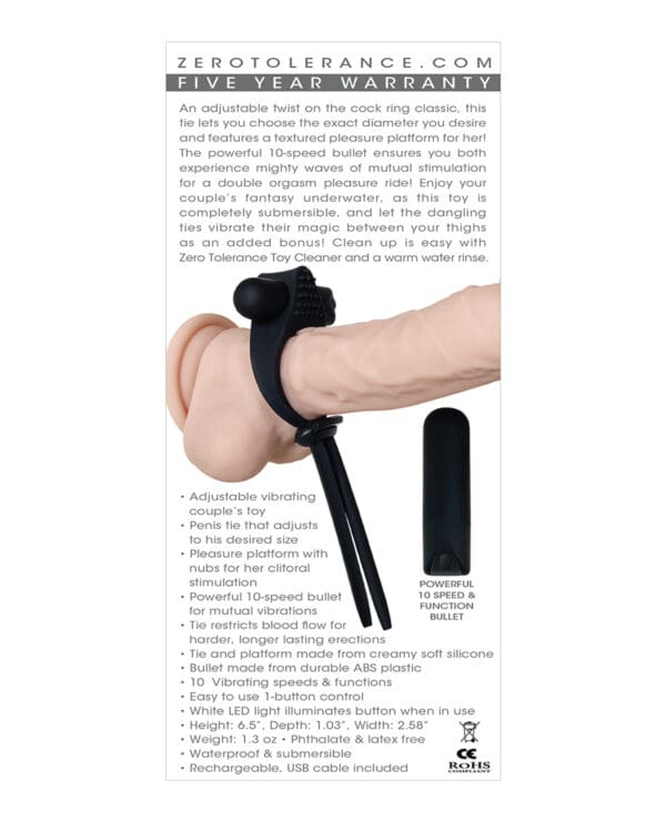 Zero Tolerance Black Tie Affair Cock Ring - Black - Image 2