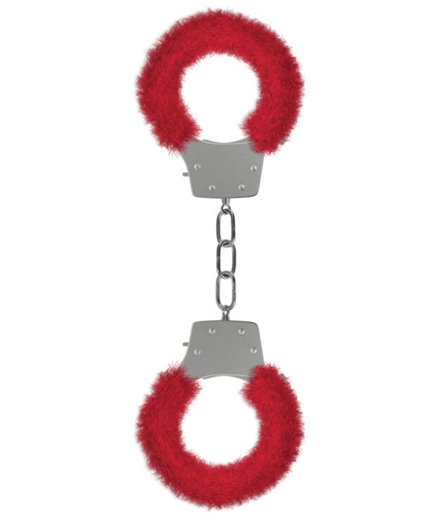 Shots Ouch Furry Pleasure Handcuffs - Red - Image 2