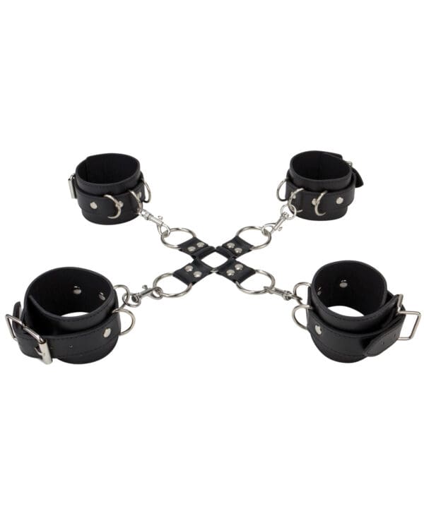 Shots Ouch Leather Hand & Leg Cuffs - Black - Image 2