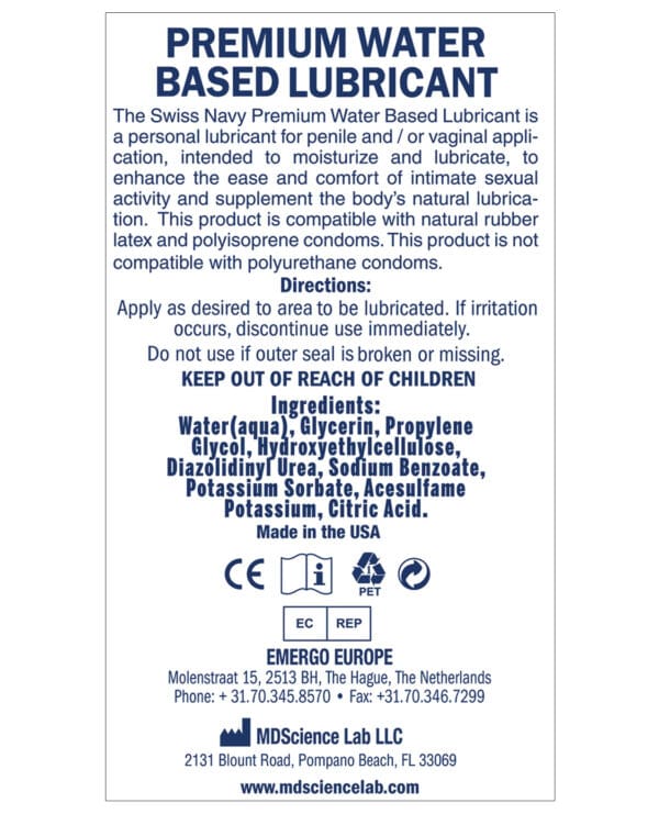 Swiss Navy Water Based Lube - 2 oz - Image 2
