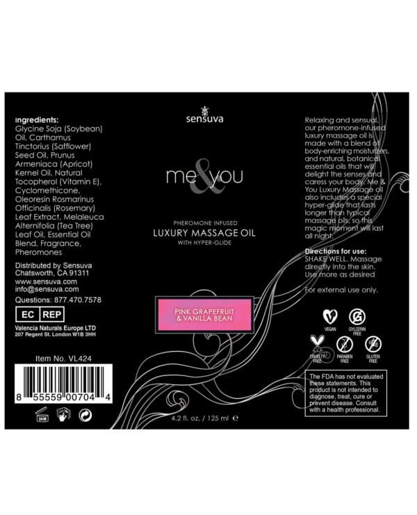 Sensuva Me & You Massage Oil - 4.2 oz Sensual Bliss - Image 2