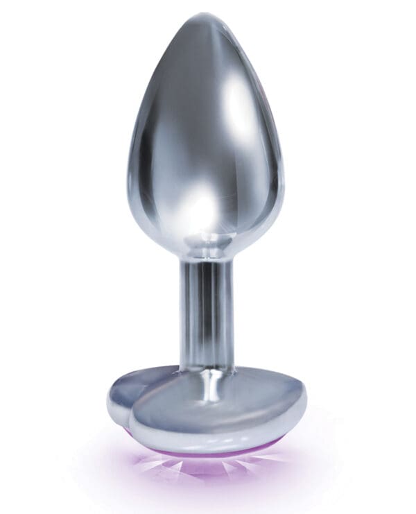 The 9's The Silver Starter Bejeweled Heart Stainless Steel Plug - Violet - Image 2