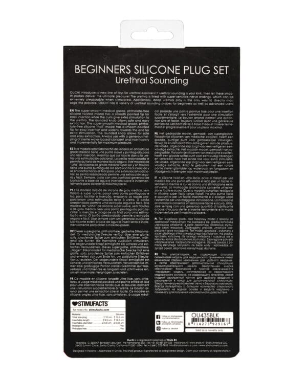 Shots Ouch Urethral Sounding Beginners Silicone Plug Set - Black - Image 2
