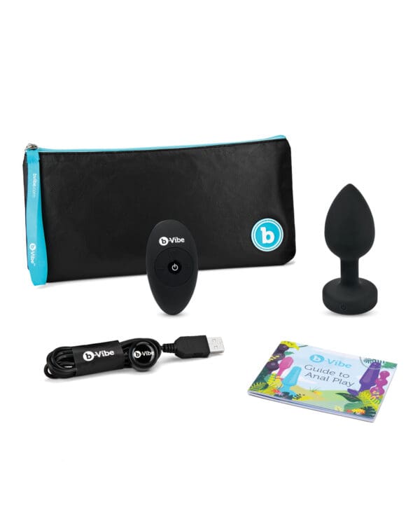 b-Vibe Remote Control Vibrating Jewel Plug (M/L) - Black - Image 5